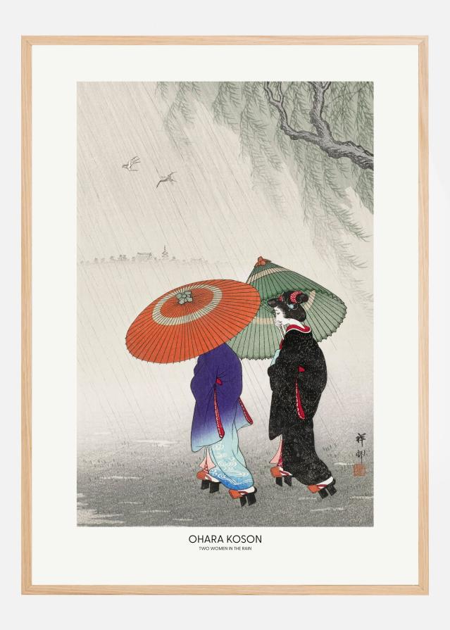 Two Women In The Rain Juliste