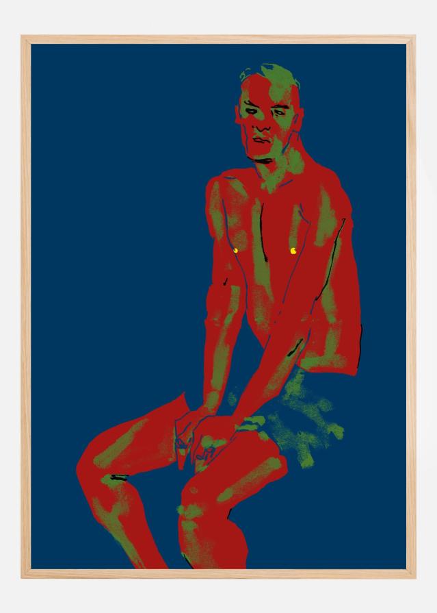 A Man Posing Blue Juliste