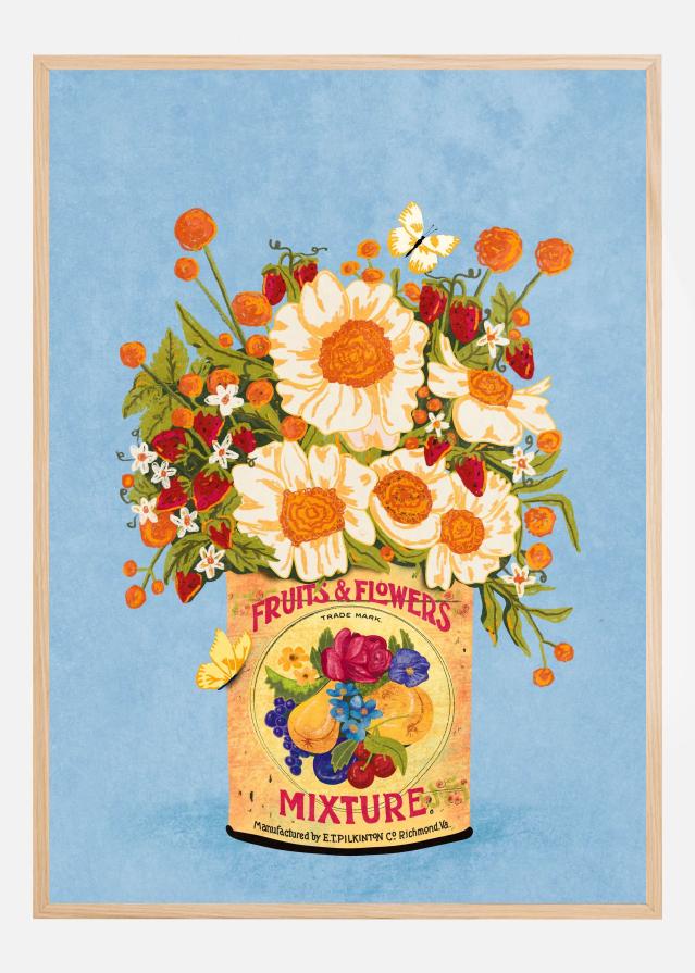 Flowers In a Vintage Tea Can Juliste