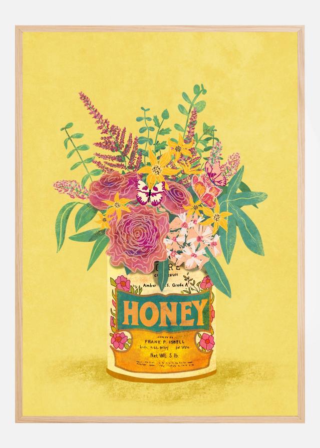 Flowers In a vintage Honey Can Juliste