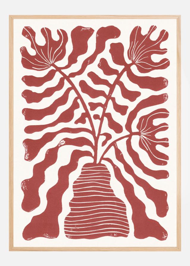 Red Flowers In a Vase Juliste