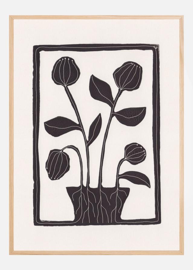 Floral Serenity / Lino Print Juliste