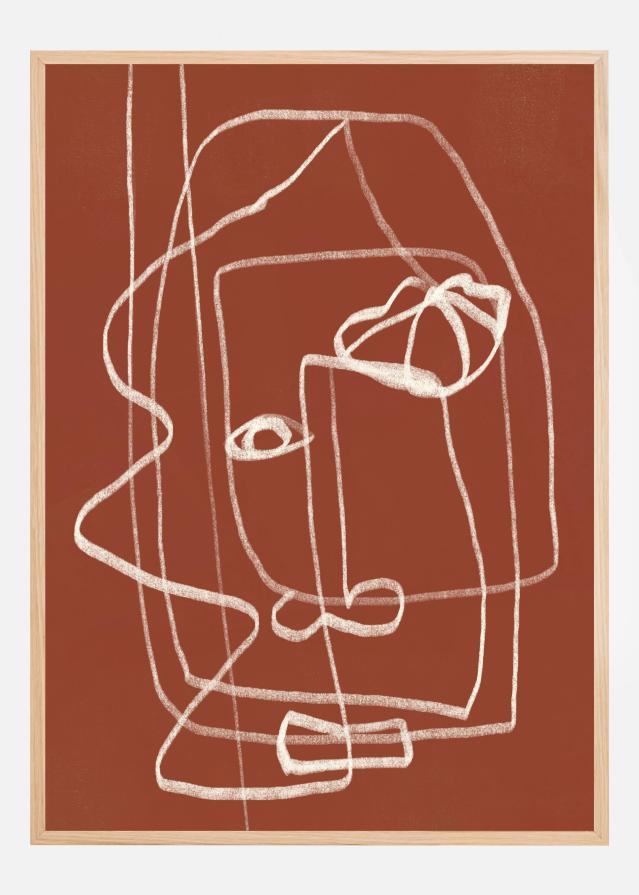 Line art abstract portrait terracotta 03 Juliste