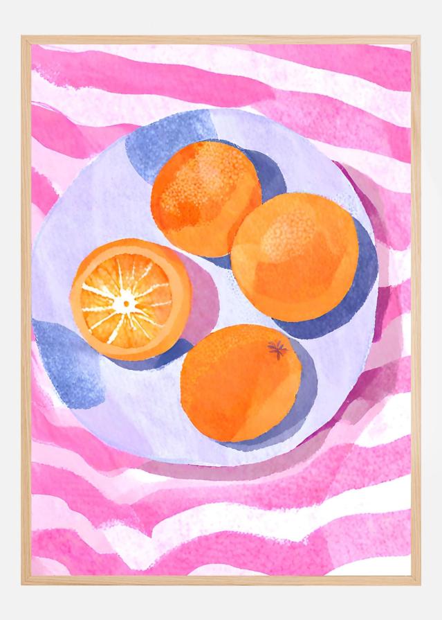 Orangen auf Teller Juliste