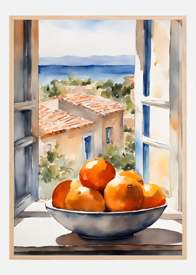 Orangenschale im Fenster Juliste