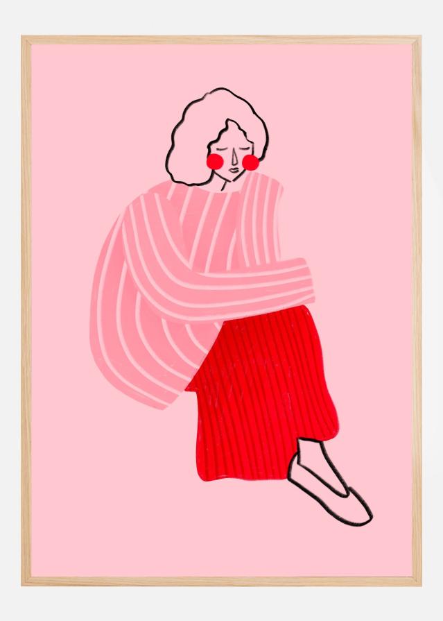 Pink and Red Line Lady Juliste