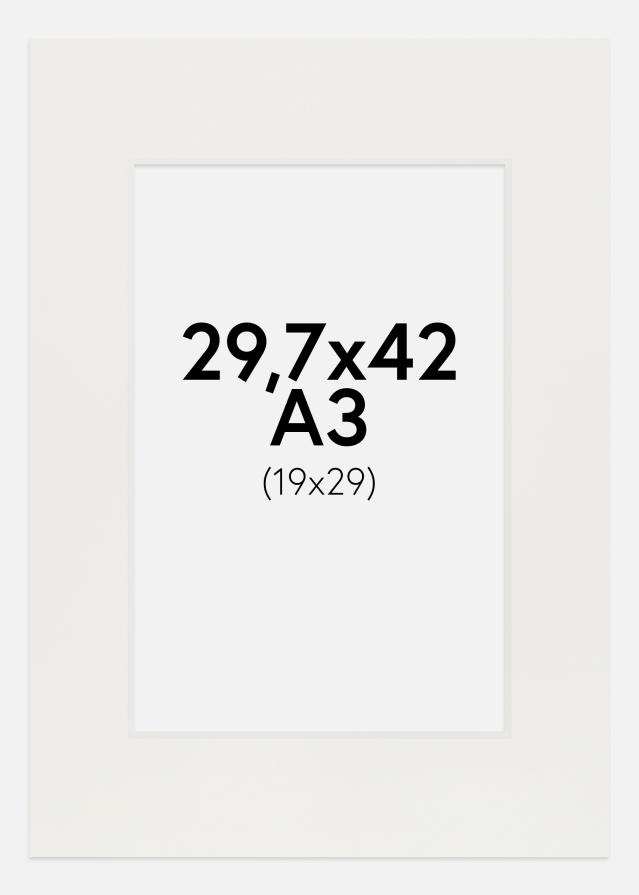 Paspartuuri Valkoinen 3 mm (Valkoinen ydin) 29,7x42 cm (19x29)