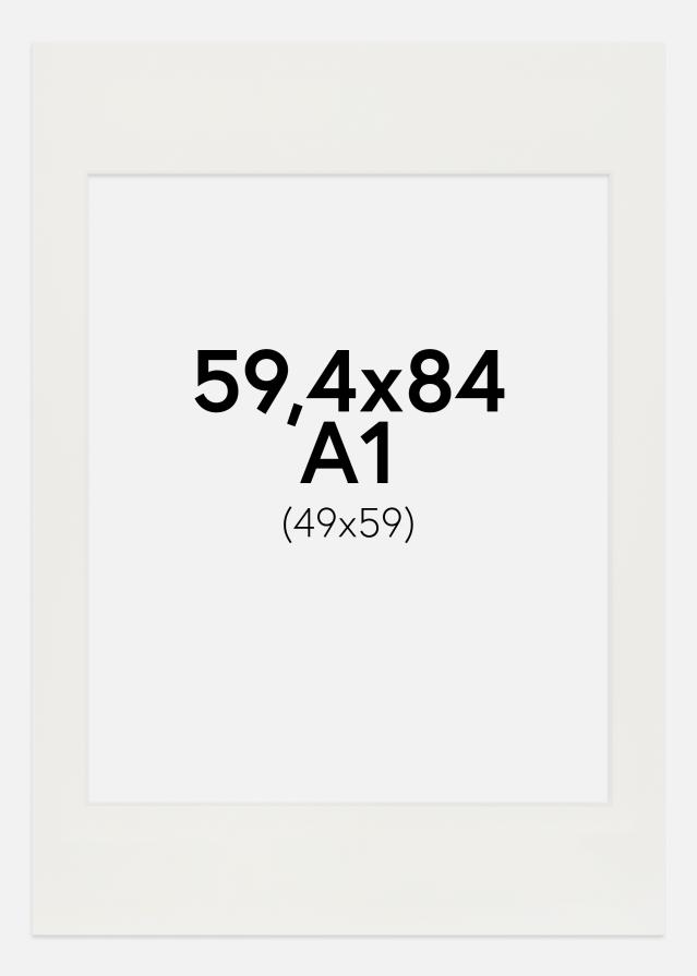 Paspartuuri Valkoinen 3 mm (Valkoinen ydin) 59,4x84 cm (A1) (49x59)