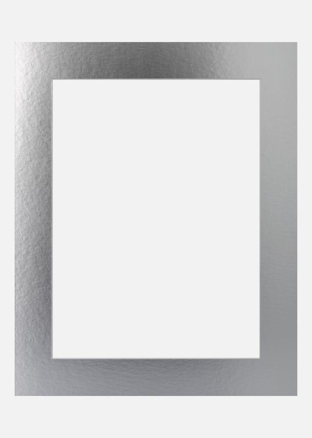 Passepartout Silver Metal (Valkoinen keskus) 30x40 cm (20x28,7 - A4)