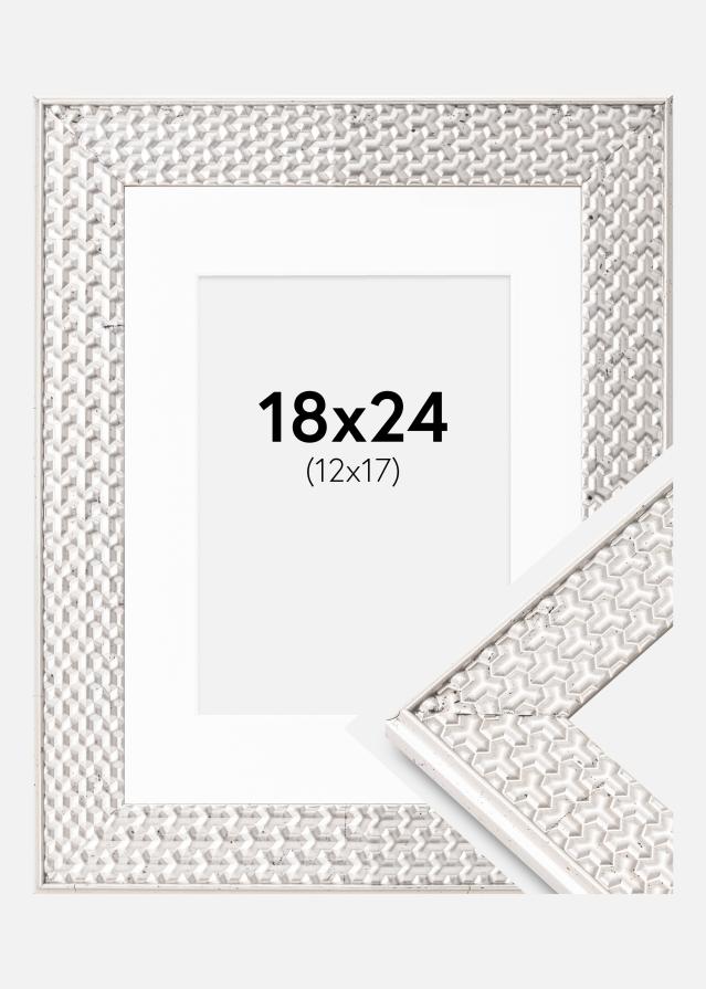Kehys Grace Hopeanvärinen 18x24 cm - Passepartout Valkoinen 13x18 cm
