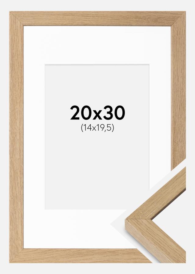 Kehys Hermes Luonnollinen Tammi 20x30 cm - Passepartout Valkoista 15x21 cm