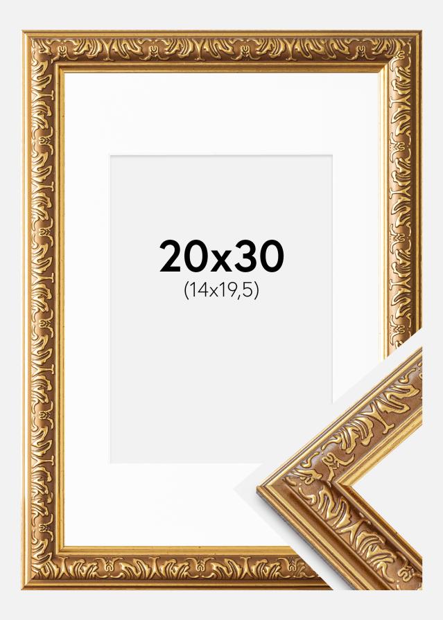 Kehys Swirl Kulta 20x30 cm - Passepartout Valkoista 15x21 cm