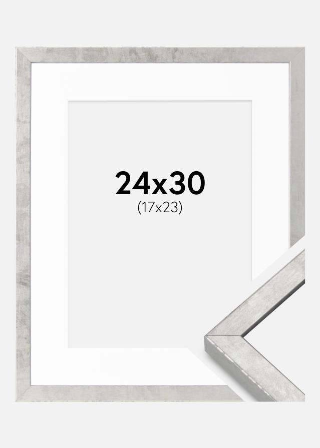 Kehys Ares Hopea 24x30 cm - Passepartout Valkoista 18x24 cm