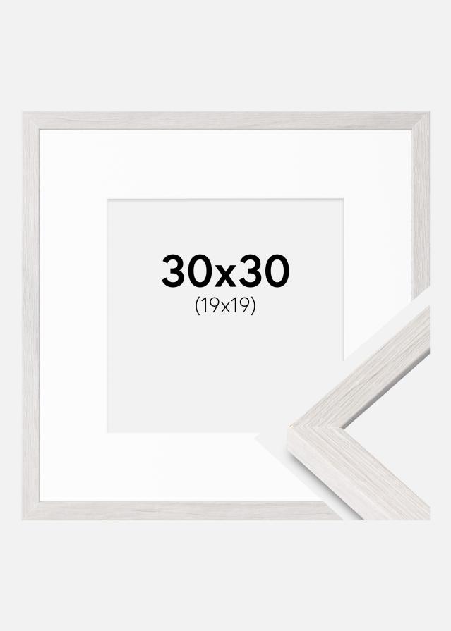 Kehys Ares Valkoista Tammi 30x30 cm - Passepartout Valkoista 20x20 cm