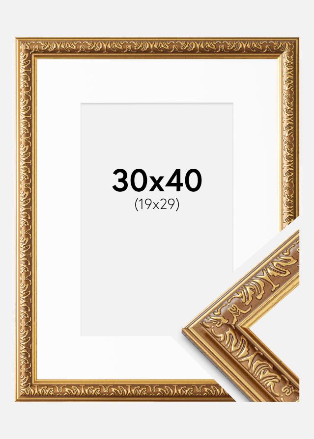 Kehys Swirl Kulta 30x40 cm - Passepartout Valkoista 20x30 cm