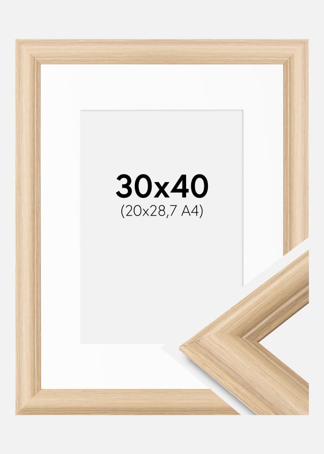 Kehys Västkusten Tammi 30x40 cm - Passepartout Valkoinen 21x29,7 cm (A4)