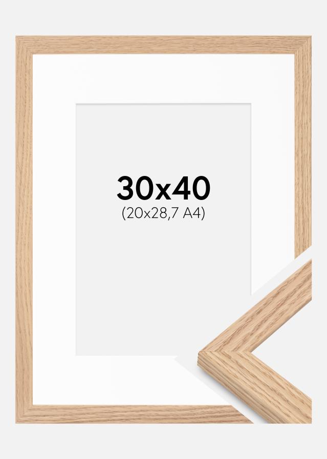 Kehys Tidlös Massiivinen Tammi 30x40 cm - Passepartout Valkoinen 21x29,7 cm