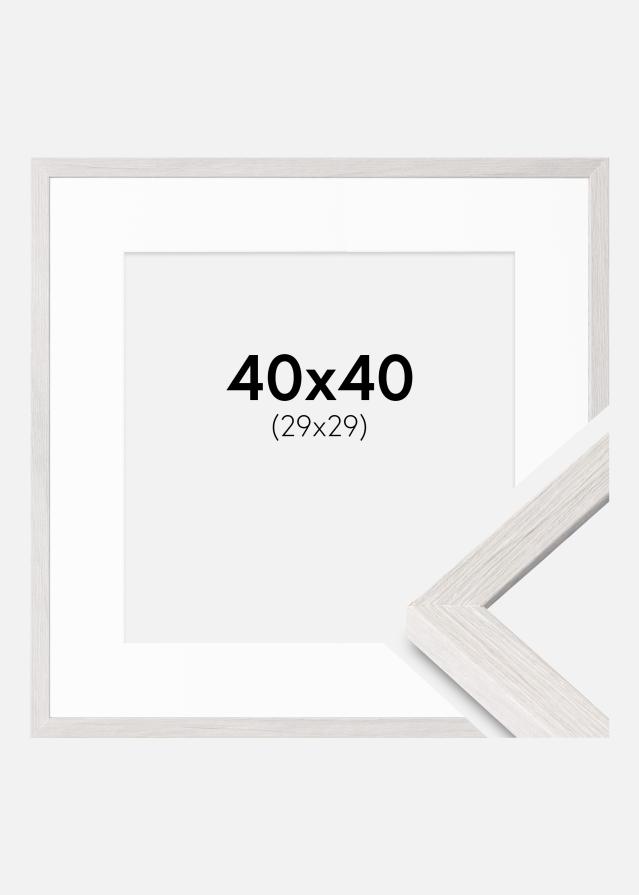 Kehys Ares Valkoista Tammi 40x40 cm - Passepartout Valkoista 30x30 cm