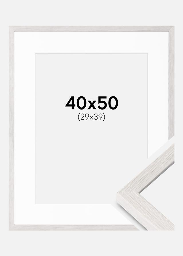 Kehys Ares Valkoista Tammi 40x50 cm - Passepartout Valkoista 30x40 cm