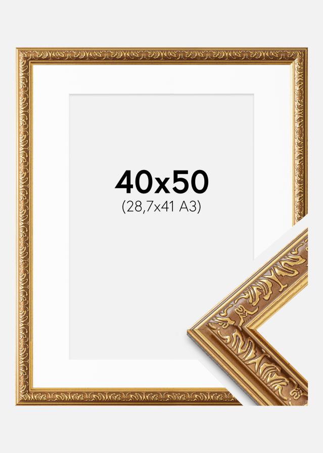 Kehys Swirl Kulta 40x50 cm - Passepartout Valkoista 29,7x42 cm