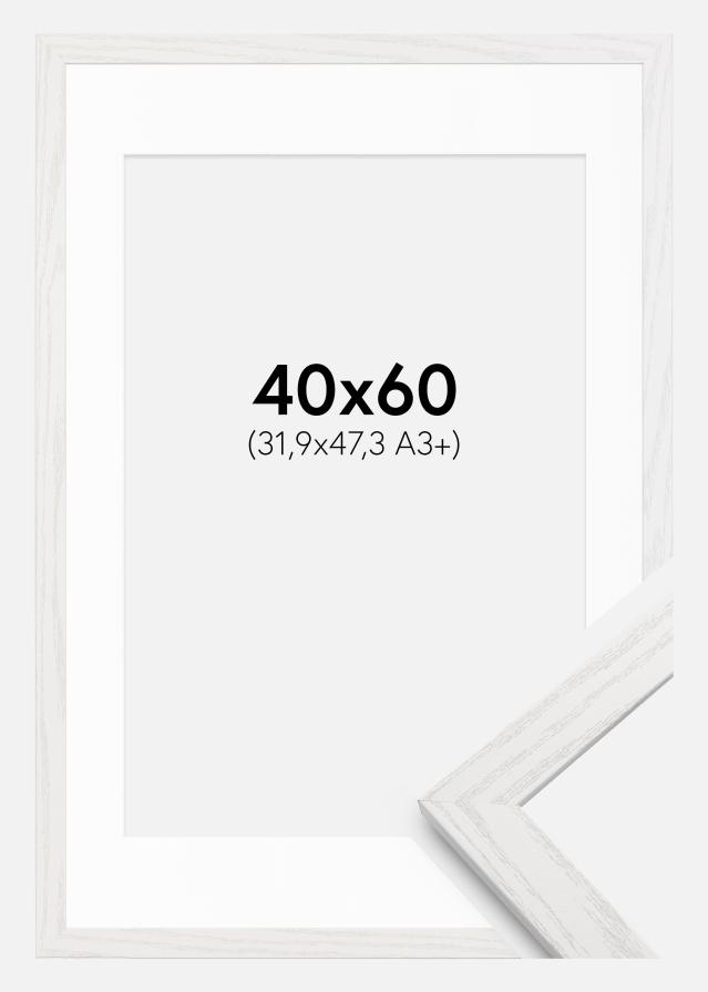 Kehys Stilren Valkoista tammi 40x60 cm - Passepartout Valkoista 32,9x48,3 cm