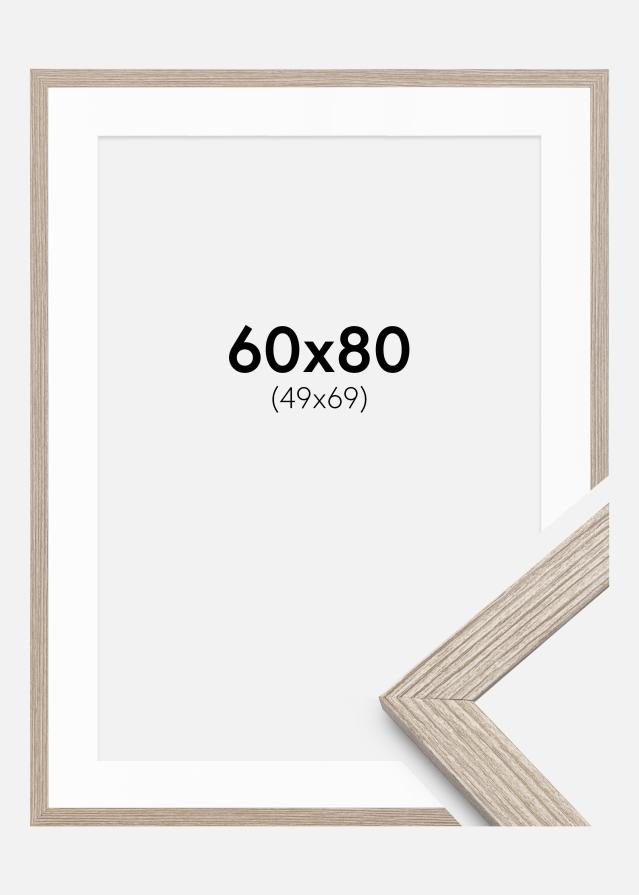 Kehys Stilren Greige Tammi 60x80 cm - Passepartout Valkoista 50x70 cm
