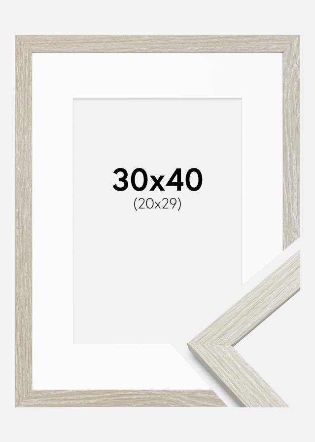 Kehys Stilren Vaaleanharma Tammi 30x40 cm - Passepartout Valkoista 21x30 cm