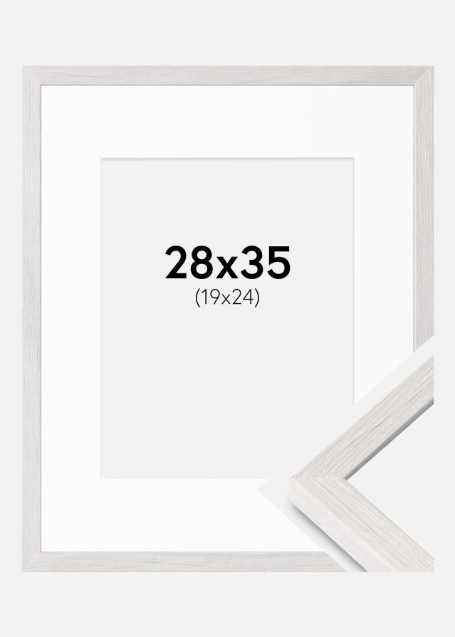 Kehys Ares Valkoista Tammi 28x35 cm - Passepartout Valkoista 20x25 cm