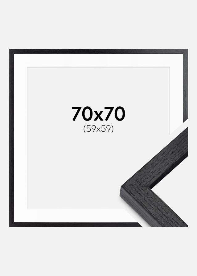 BGA Laatikon kehys Musta 70x70 cm - Passepartout Valkoista 60x60 cm
