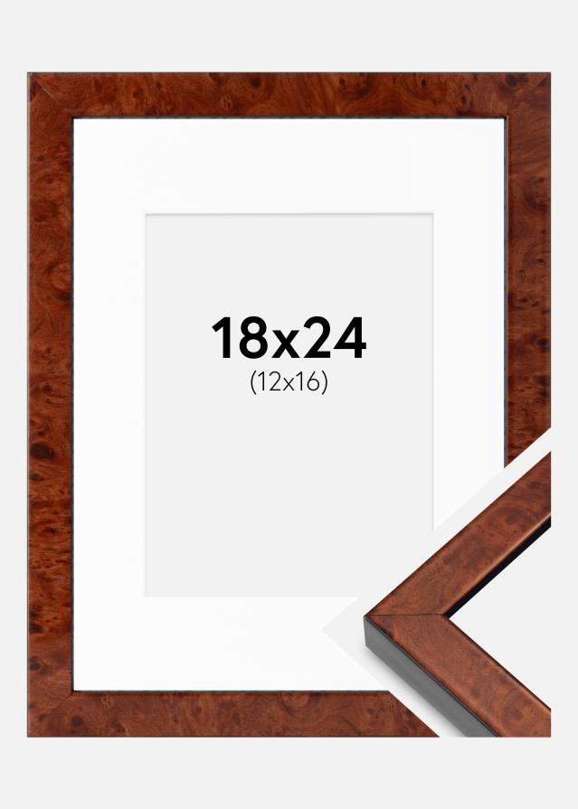 Kehys Hermes Pähkinäpensas 18x24 cm - Passepartout Valkoista 13x17 cm