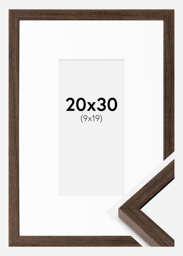 Kehys Ares Saksanpähkinä 20x30 cm - Passepartout Valkoista 10x20 cm