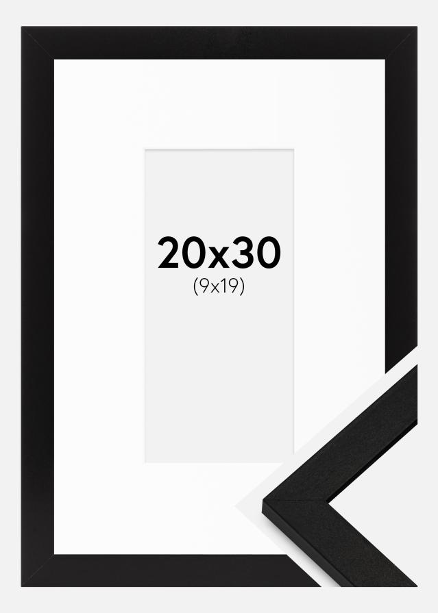 Kehys BGA Classic Musta 20x30 cm - Passepartout Valkoista 10x20 cm