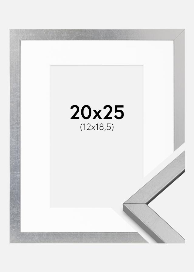 Kehys Minerva Hopea 20x25 cm - Passepartout Valkoista 13x19,5 cm