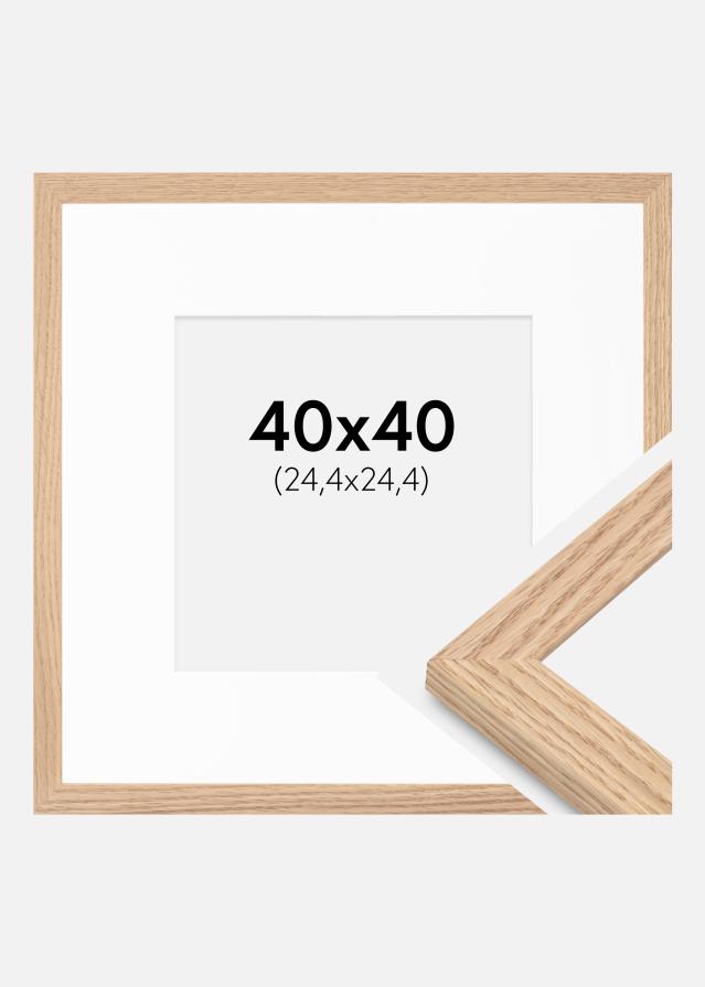Kehys Tidlös Massiivinen Tammi 40x40 cm - Passepartout Valkoinen 10x10 tuumaa