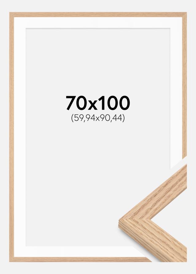 Kehys Tidlös Massiivinen Tammi 70x100 cm - Passepartout Valkoinen 24x36 tuumaa