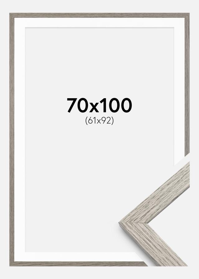 Kehys Stilren Harmaa Tammi 70x100 cm - Passepartout Valkoista 62x93 cm