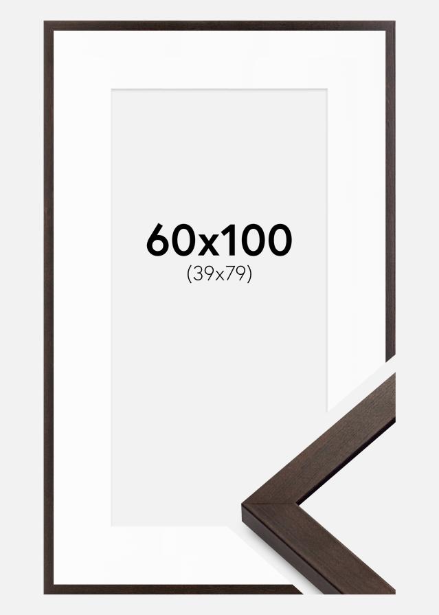 Kehys Selection Saksanpähkinä 60x100 cm - Passepartout Valkoista 40x80 cm