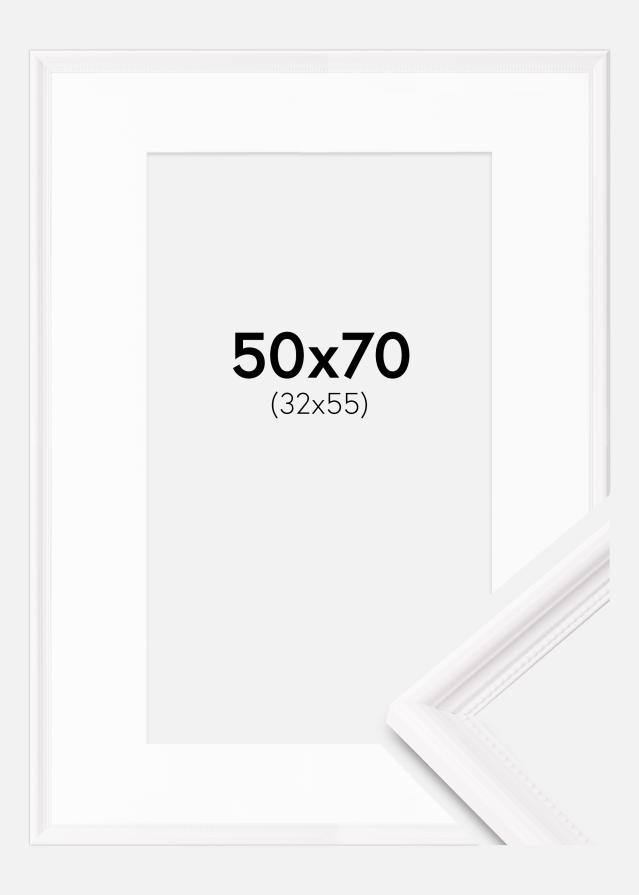 Kehys Gala Valkoinen 50x70 cm - Passepartout Valkoinen 33x56 cm