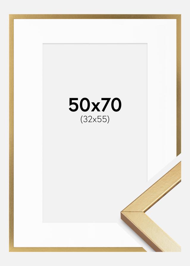 Kehys Minerva Kulta 50x70 cm - Passepartout Valkoista 33x56 cm