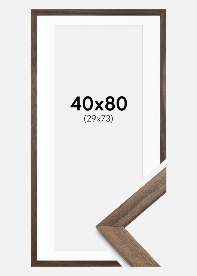 Kehys Stilren Saksanpähkinä 40x80 cm - Passepartout Valkoinen 30x74 cm