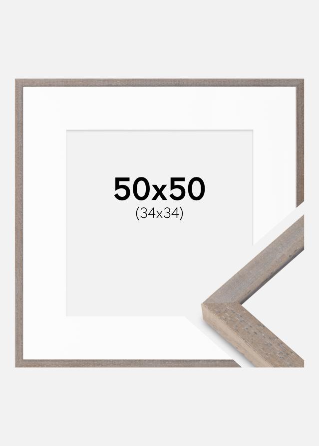 Kehys Ares Harmaa 50x50 cm - Passepartout Valkoista 35x35 cm