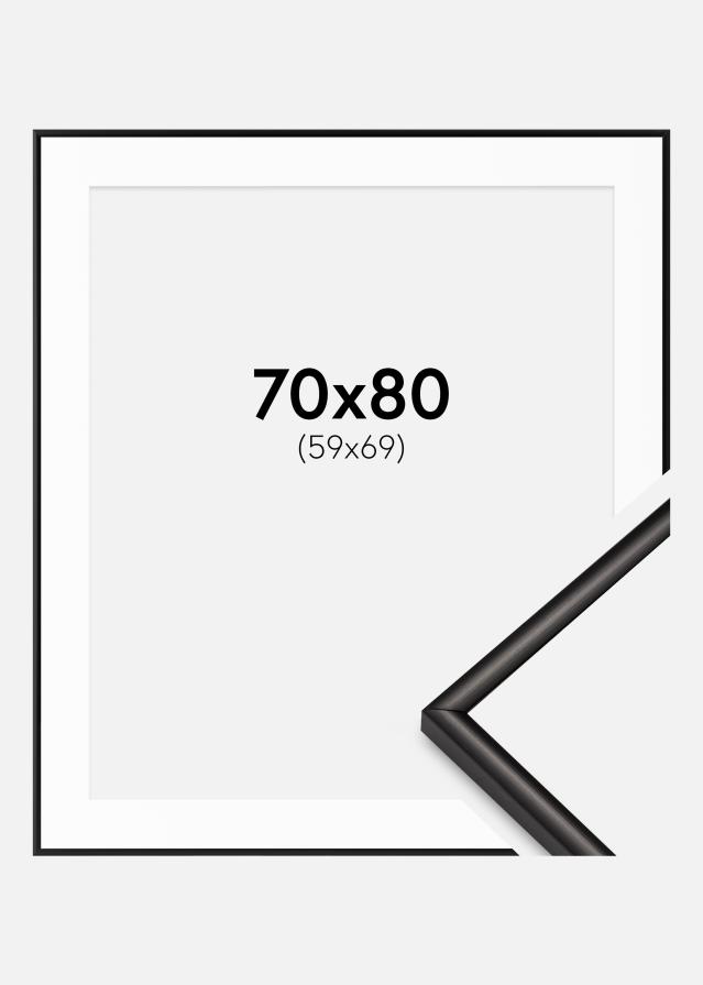 Kehys Scandi Matta Musta 70x80 cm - Passepartout Valkoista 60x70 cm