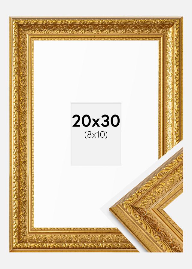 Kehys Ornate Kulta 20x30 cm - Passepartout Valkoista 9x11 cm
