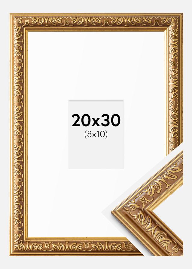 Kehys Swirl Kulta 20x30 cm - Passepartout Valkoista 9x11 cm