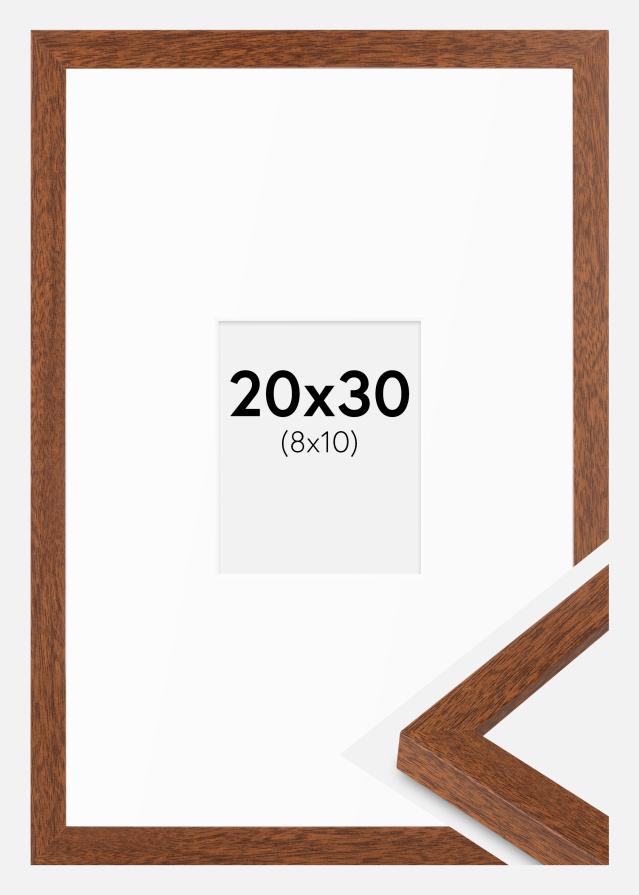 Kehys Modern kuuma ruskea 20x30 cm - Passepartout Valkoista 9x11 cm
