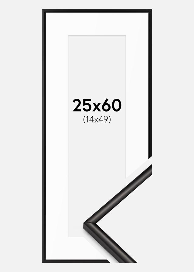 Kehys Scandi Matta Musta 25x60 cm - Passepartout Valkoista 15x50 cm