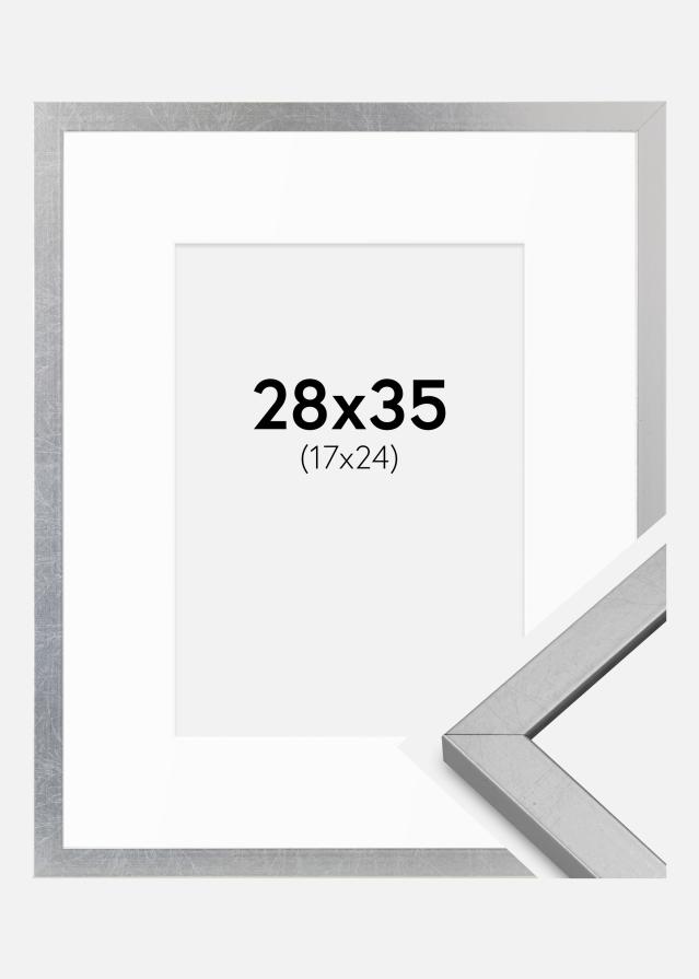 Kehys Minerva Hopea 28x35 cm - Passepartout Valkoista 18x25 cm