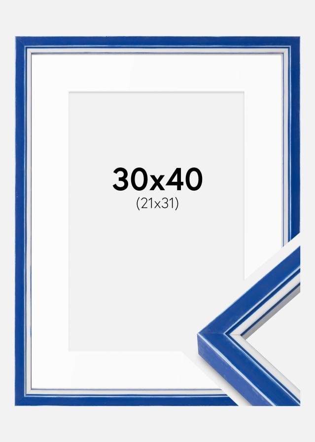 Kehys Diana Sininen 30x40 cm - Passepartout Valkoista 22x32 cm
