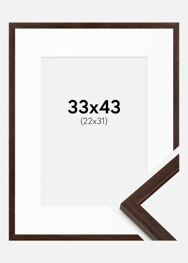 Kehys Edsbyn Saksanpähkinä 33x43 cm - Passepartout Valkoista 23x32 cm