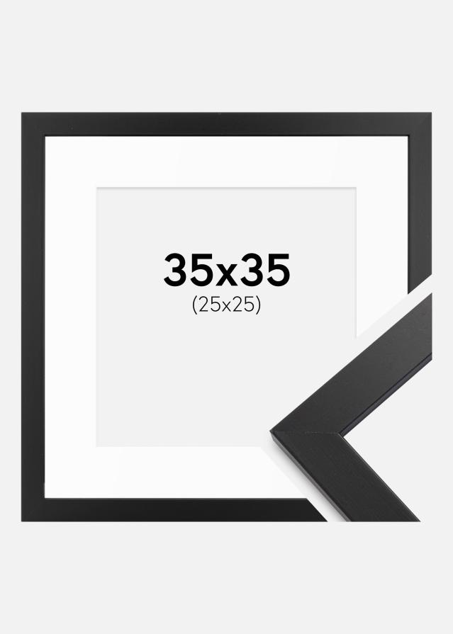 Kehys musta puu 35x35 cm - Passepartout Valkoista 26x26 cm